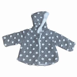 Gray Hooded Jacket Fleece Hoodie 9-12 Months Baby Infant White Polka Dots Girl